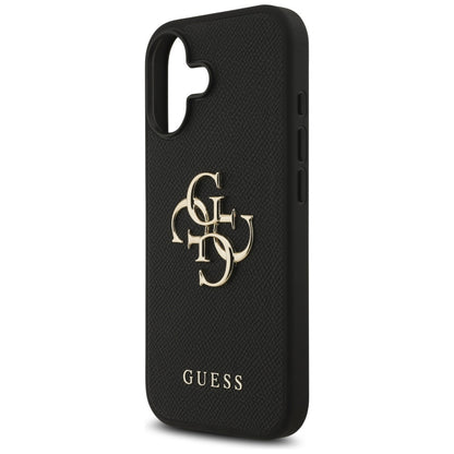 Fodral för Apple iPhone 17, Guess, 4G Grained Big and Classic Logo, Svart