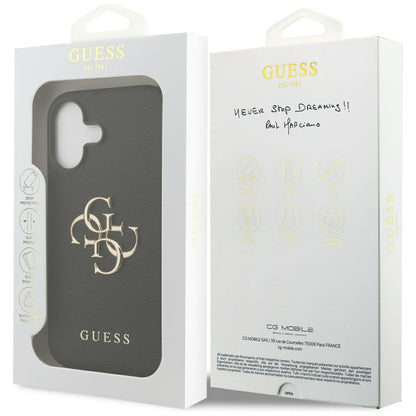 Fodral för Apple iPhone 17, Guess, 4G Grained Big and Classic Logo, Svart