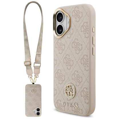 Skyddsfodral för Apple iPhone 17, Guess, 4G Strass Logo och Big Strap, Rosa