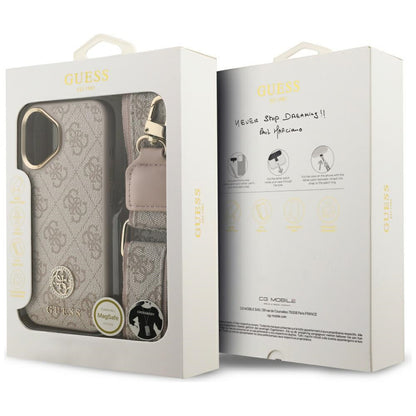 Skyddsfodral för Apple iPhone 17, Guess, 4G Strass Logo och Big Strap, Rosa