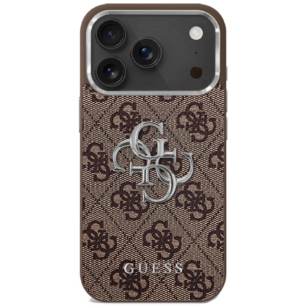 Fodral för Apple iPhone 17, Guess, Big 4G Logo Classic, Brun Silver
