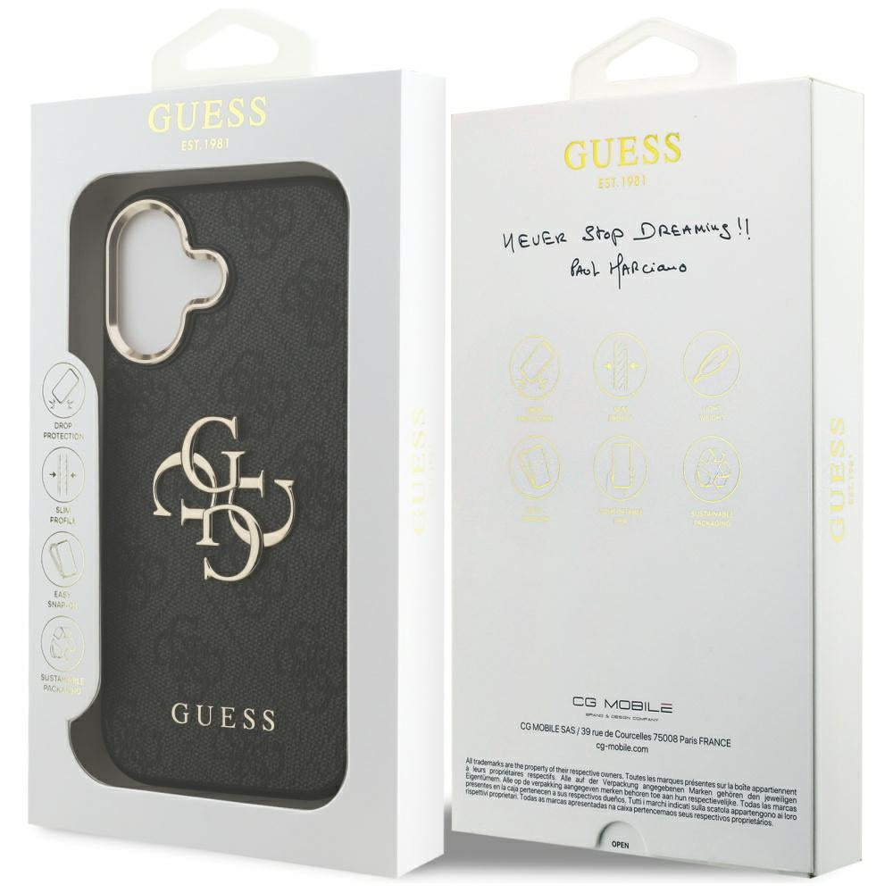 Fodral för Apple iPhone 17, Guess, Big 4G Logo Classic, Svart Guld