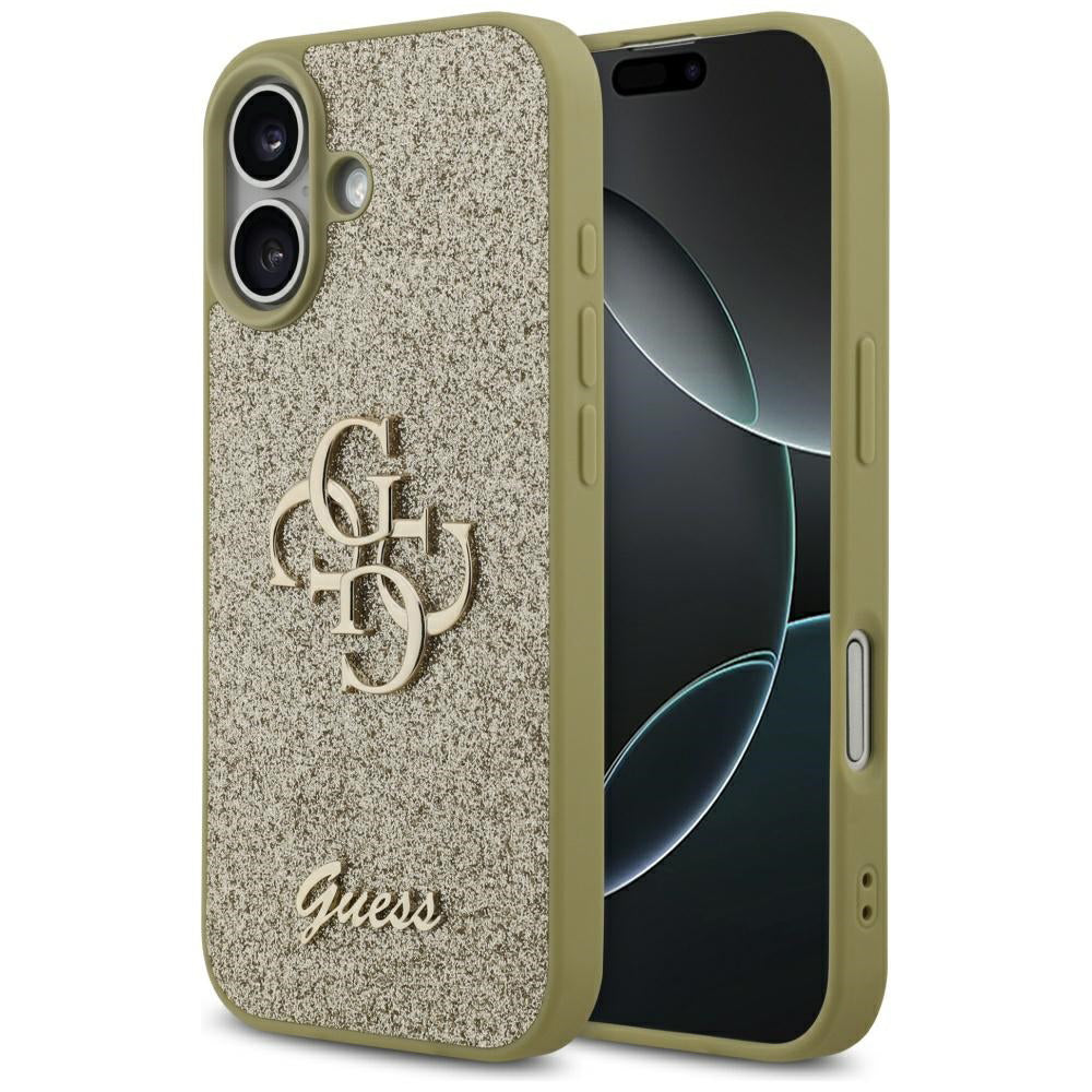 Skyddsfodral för Apple iPhone 17, Guess, Fixed Glitter Big 4G, Guld