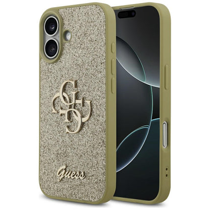 Skyddsfodral för Apple iPhone 17, Guess, Fixed Glitter Big 4G, Guld