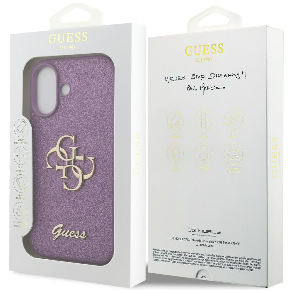 Skyddsfodral för Apple iPhone 17, Guess, Fixed Glitter Big 4G, Lila