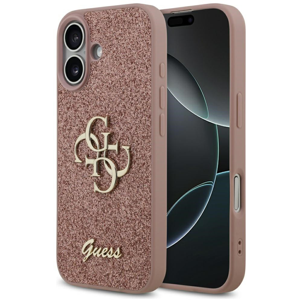 Skyddsfodral för Apple iPhone 17, Guess, Fixed Glitter Big 4G, Rosa