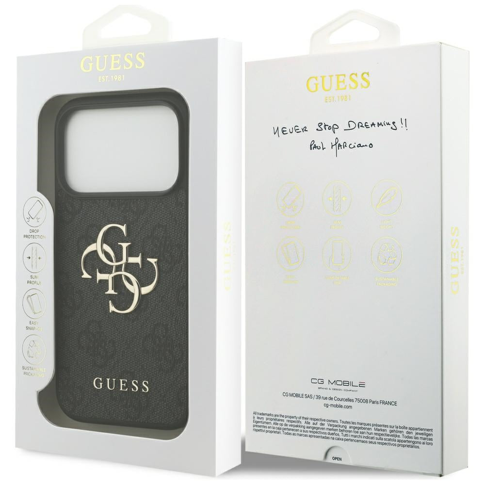Skyddsfodral för Apple iPhone 17 Pro, Guess, 4G Big Logo, Svart
