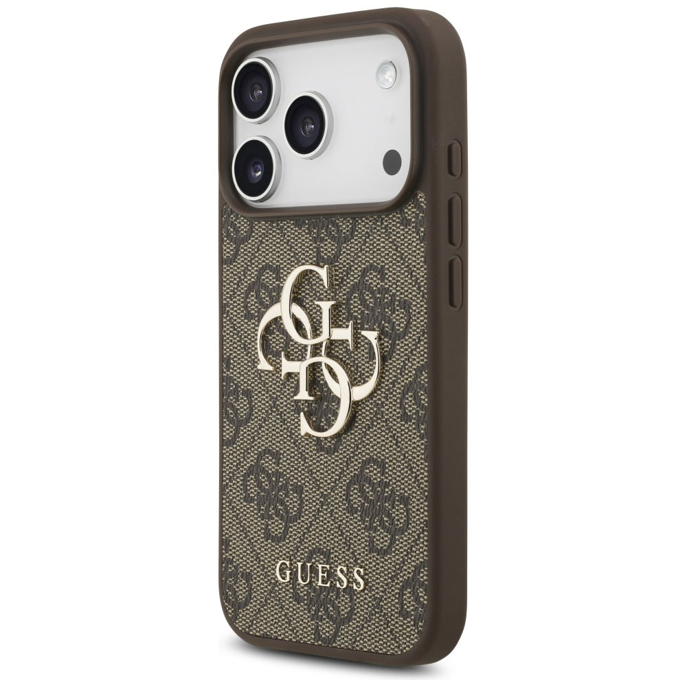 Skyddsfodral för Apple iPhone 17 Pro, Guess, 4G Classic Logo med Pärlrem, Brun