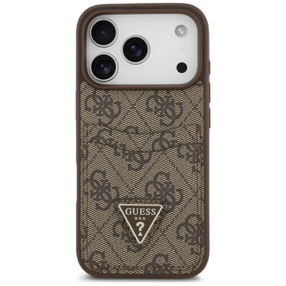 Fodral för Apple iPhone 17 Pro, Guess, 4G Double Card Triangle, Brun