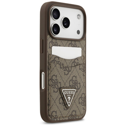Fodral för Apple iPhone 17 Pro, Guess, 4G Double Card Triangle, Brun