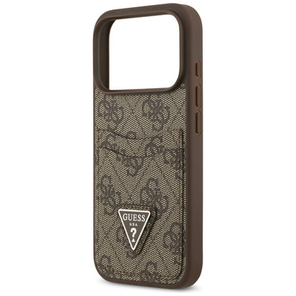 Fodral för Apple iPhone 17 Pro, Guess, 4G Double Card Triangle, Brun