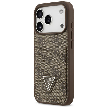 Fodral för Apple iPhone 17 Pro, Guess, 4G Double Card Triangle, Brun
