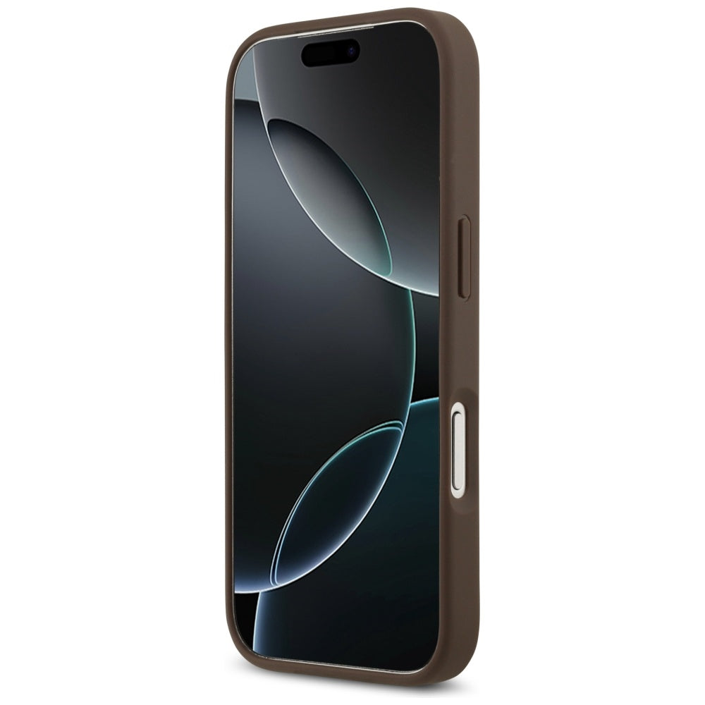 Fodral för Apple iPhone 17 Pro, Guess, 4G Double Card Triangle, Brun
