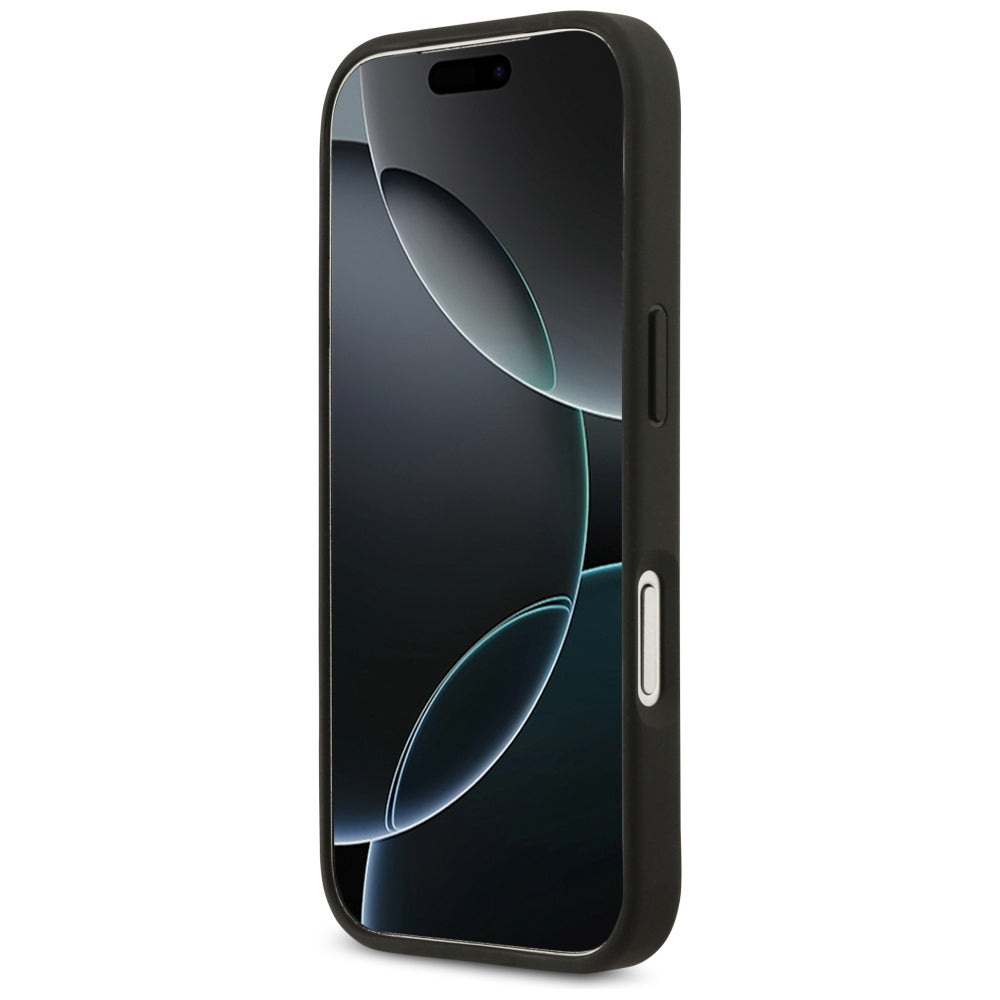 Fodral för Apple iPhone 17 Pro, Guess, 4G Grained Roses Big Logo, Svart