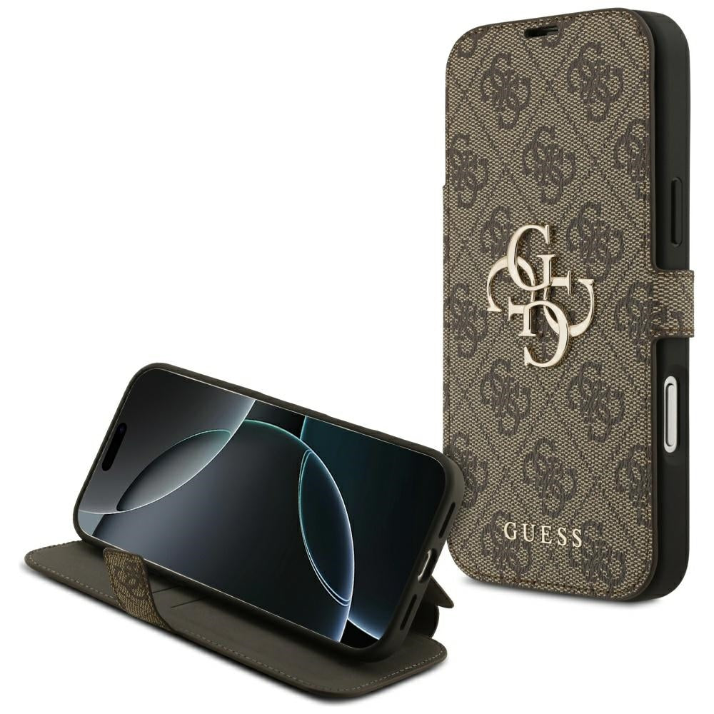 Fodral för Apple iPhone 17 Pro, Guess, 4G Metal Logo, Brun