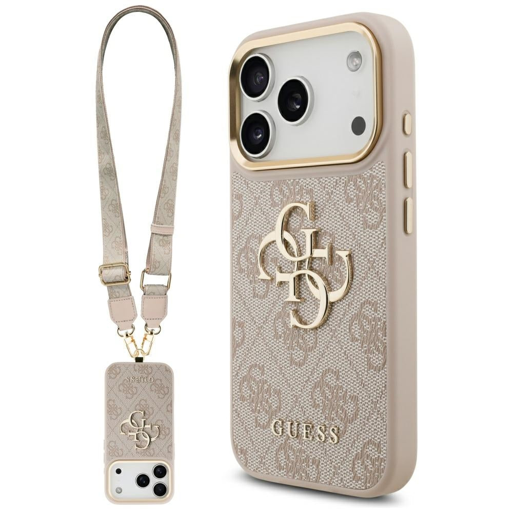 Fodral för Apple iPhone 17 Pro, Guess, Big 4G Classic Logo with Big Strap, Rosa