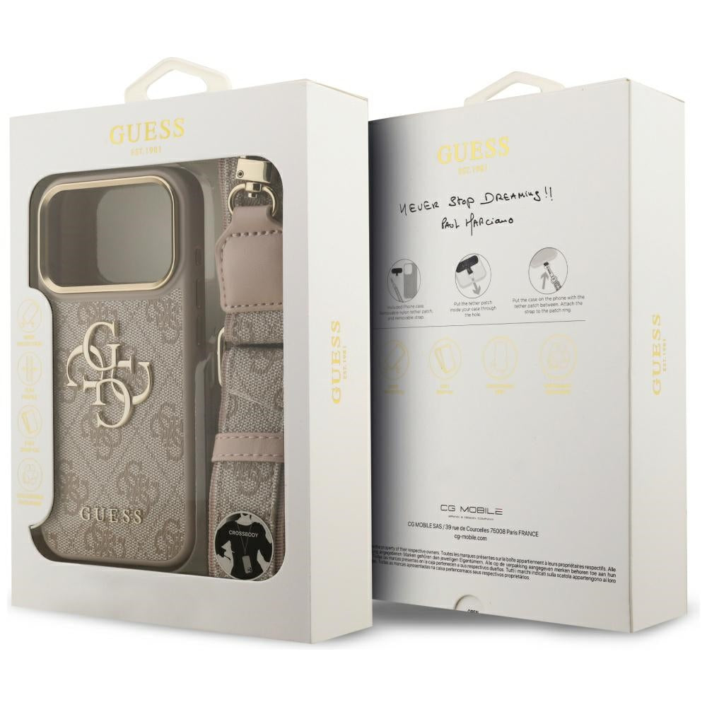 Fodral för Apple iPhone 17 Pro, Guess, Big 4G Classic Logo with Big Strap, Rosa