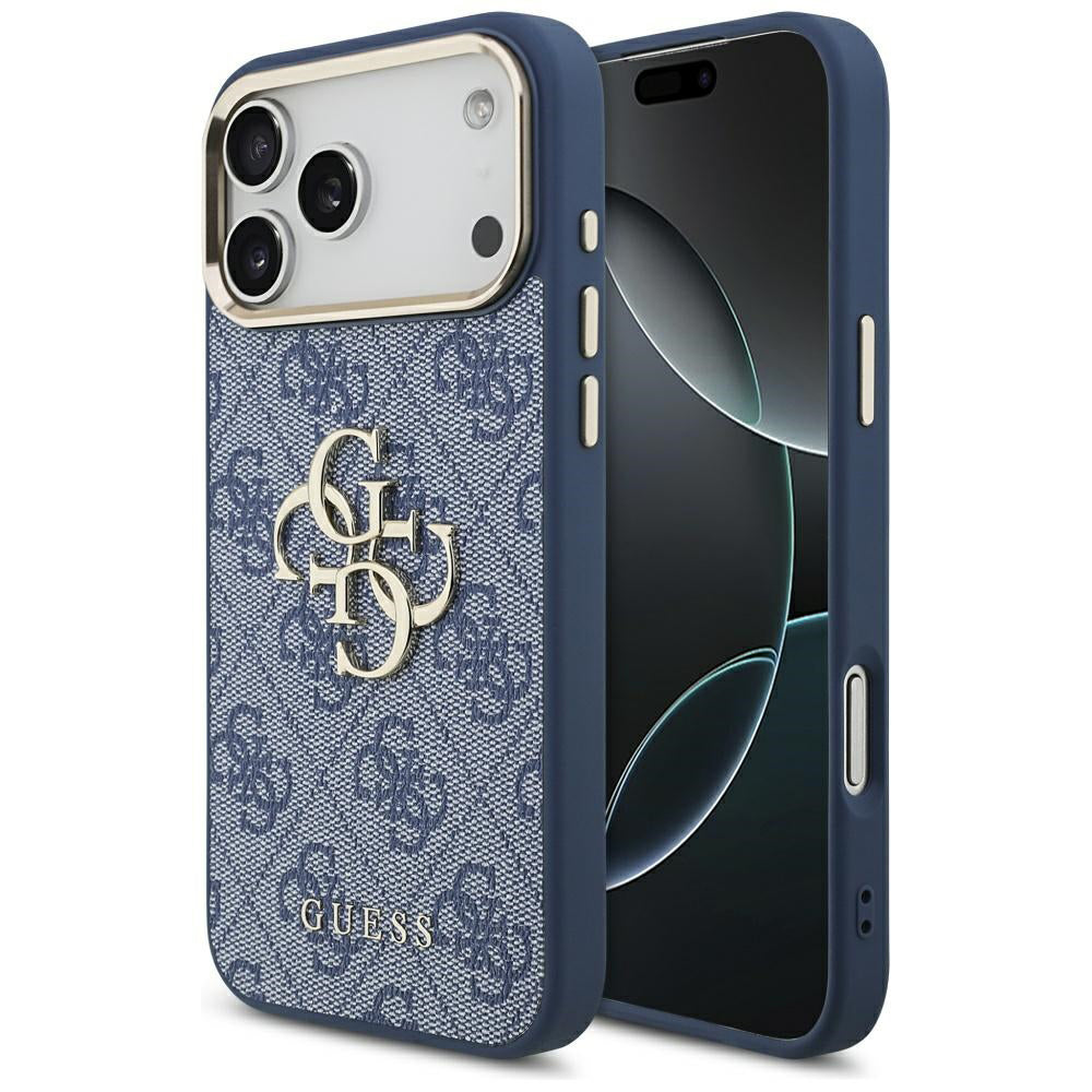 Skyddsfodral för Apple iPhone 17 Pro, Guess, Big 4G Logo Classic, Guldigt Blått