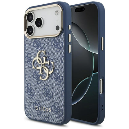 Skyddsfodral för Apple iPhone 17 Pro, Guess, Big 4G Logo Classic, Guldigt Blått