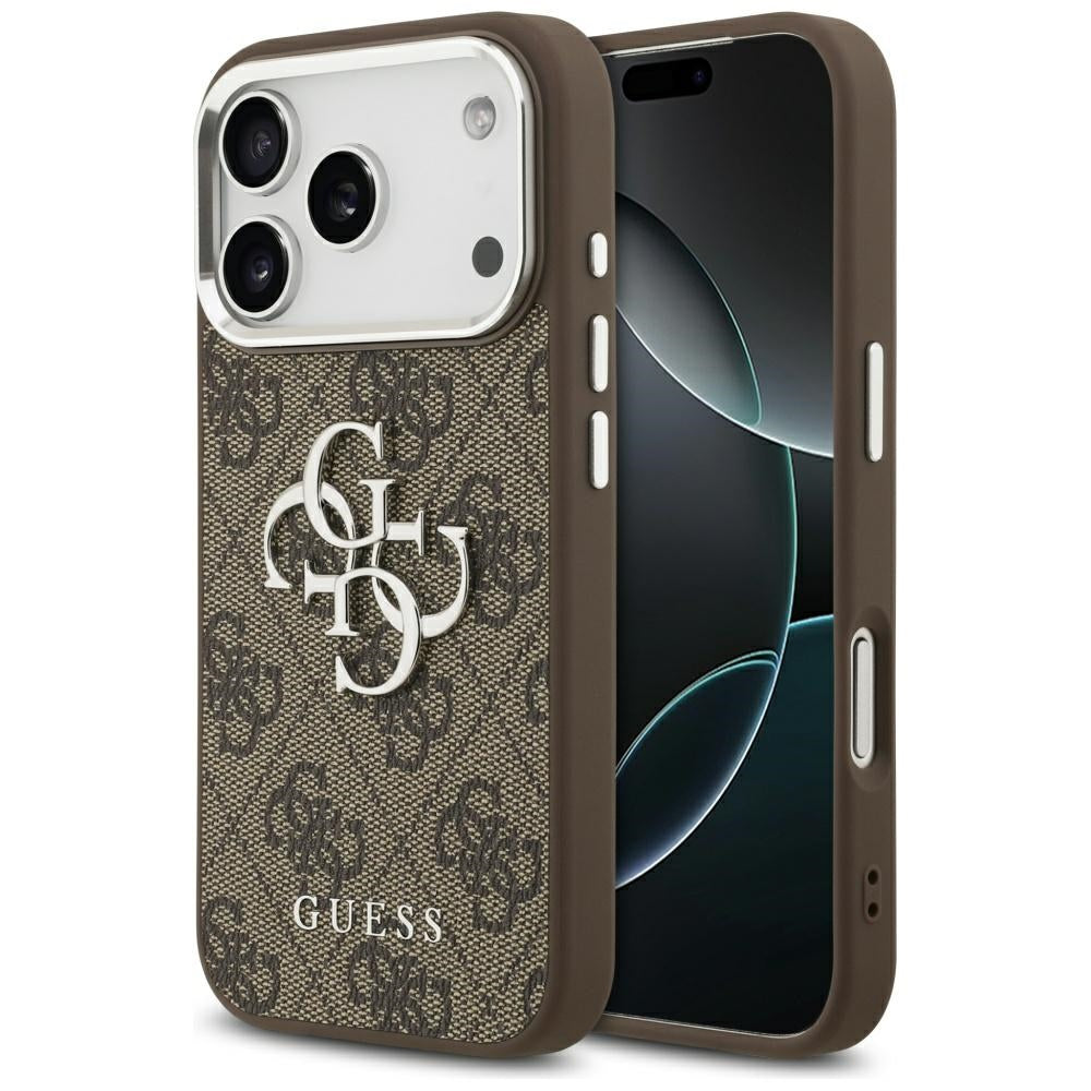 Fodral för Apple iPhone 17 Pro, Guess, Big 4G Logo Classic, Brun Silver