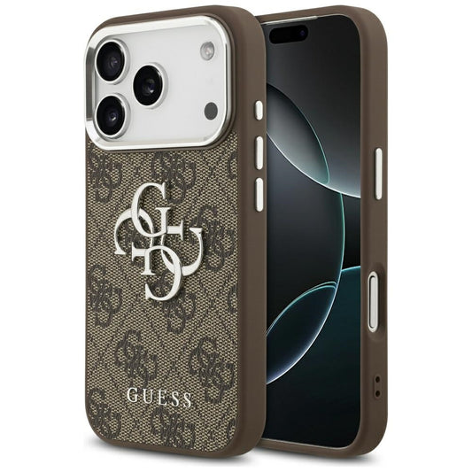 Fodral för Apple iPhone 17 Pro, Guess, Big 4G Logo Classic, Brun Silver