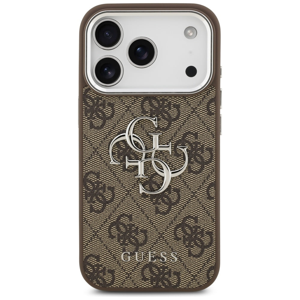 Fodral för Apple iPhone 17 Pro, Guess, Big 4G Logo Classic, Brun Silver