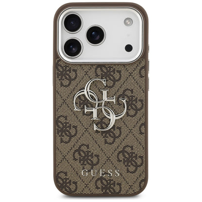 Fodral för Apple iPhone 17 Pro, Guess, Big 4G Logo Classic, Brun Silver