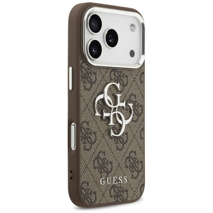 Fodral för Apple iPhone 17 Pro, Guess, Big 4G Logo Classic, Brun Silver