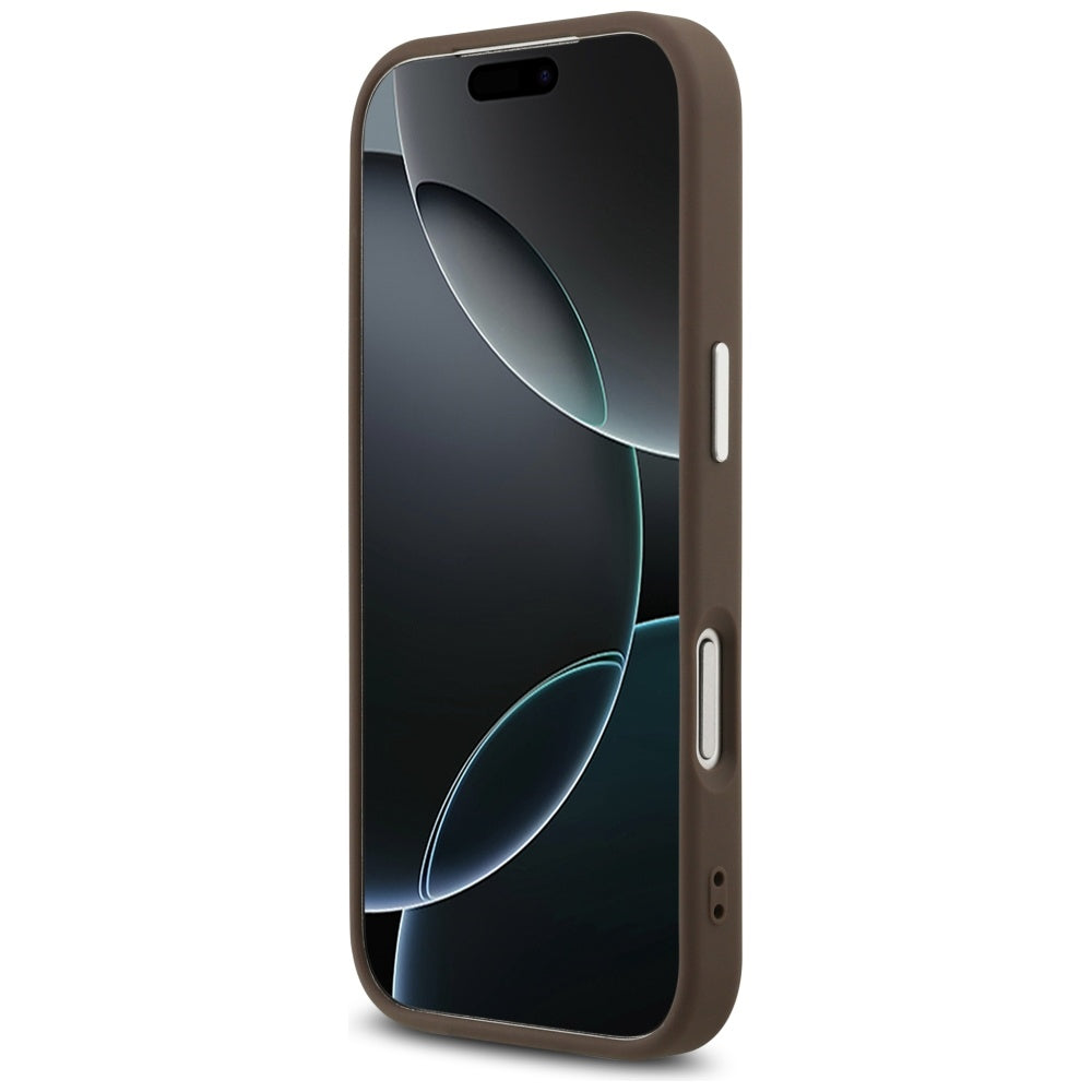 Fodral för Apple iPhone 17 Pro, Guess, Big 4G Logo Classic, Brun Silver