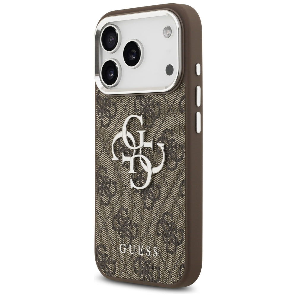 Fodral för Apple iPhone 17 Pro, Guess, Big 4G Logo Classic, Brun Silver