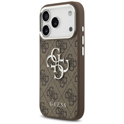 Fodral för Apple iPhone 17 Pro, Guess, Big 4G Logo Classic, Brun Silver