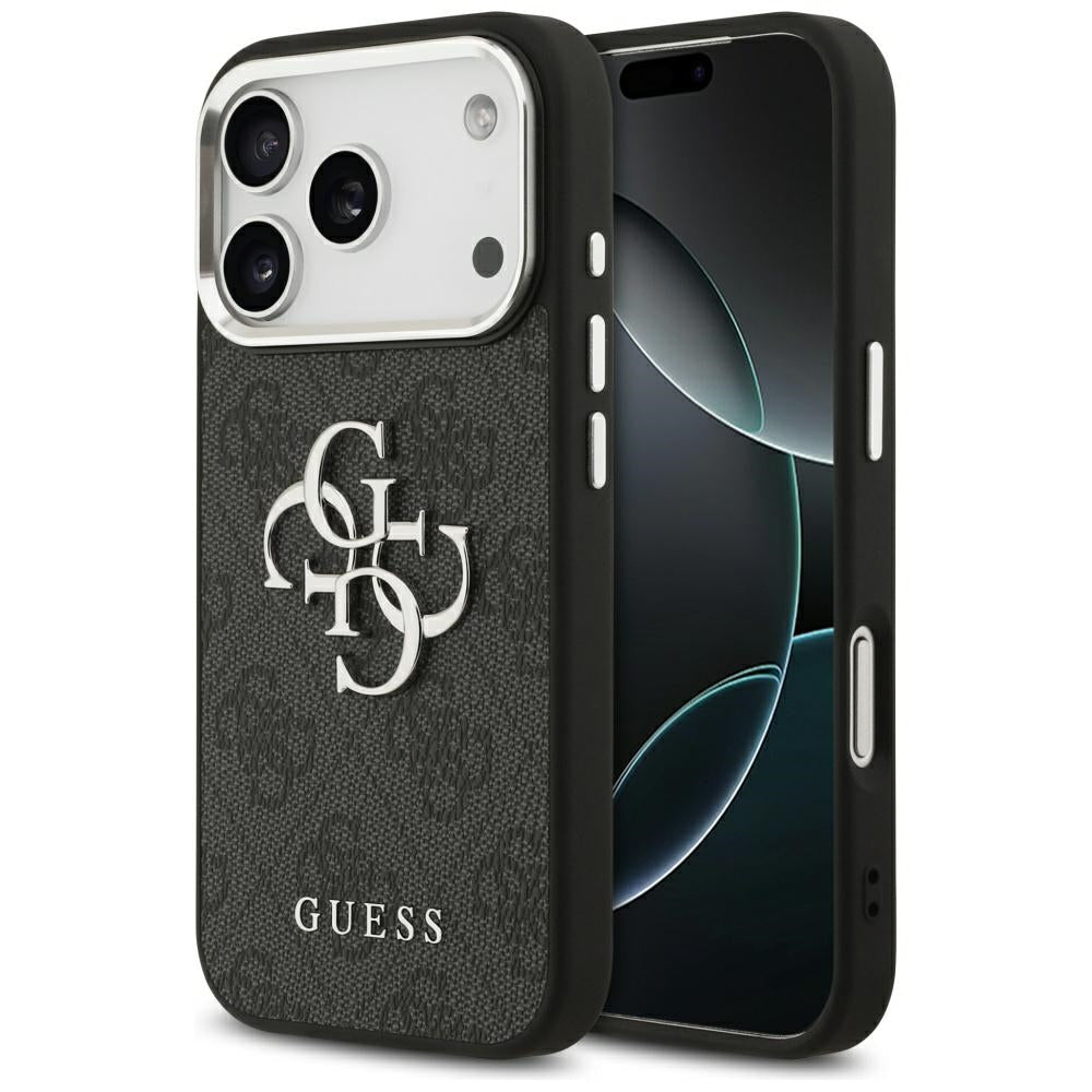 Fodral för Apple iPhone 17 Pro, Guess, Big 4G Logo Classic, Svart Silver