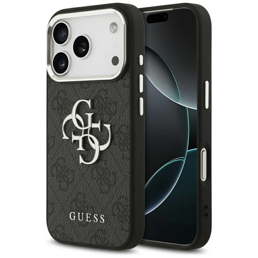 Fodral för Apple iPhone 17 Pro, Guess, Big 4G Logo Classic, Svart Silver