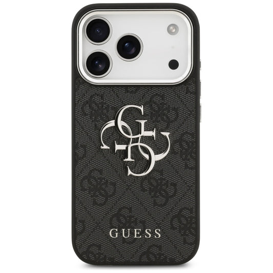 Fodral för Apple iPhone 17 Pro, Guess, Big 4G Logo Classic, Svart Silver