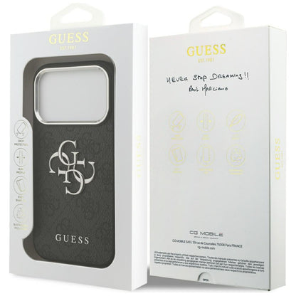 Fodral för Apple iPhone 17 Pro, Guess, Big 4G Logo Classic, Svart Silver