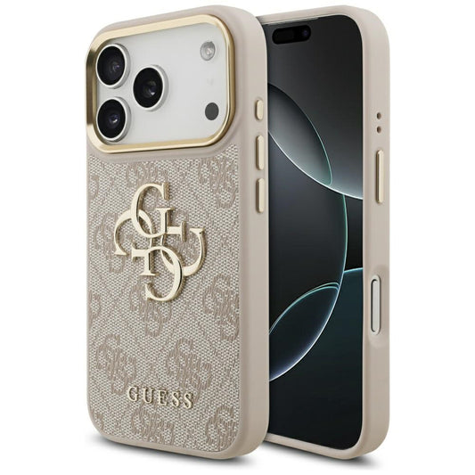 Skyddsfodral för Apple iPhone 17 Pro, Guess, Big 4G Logo Classic, Guldrosa