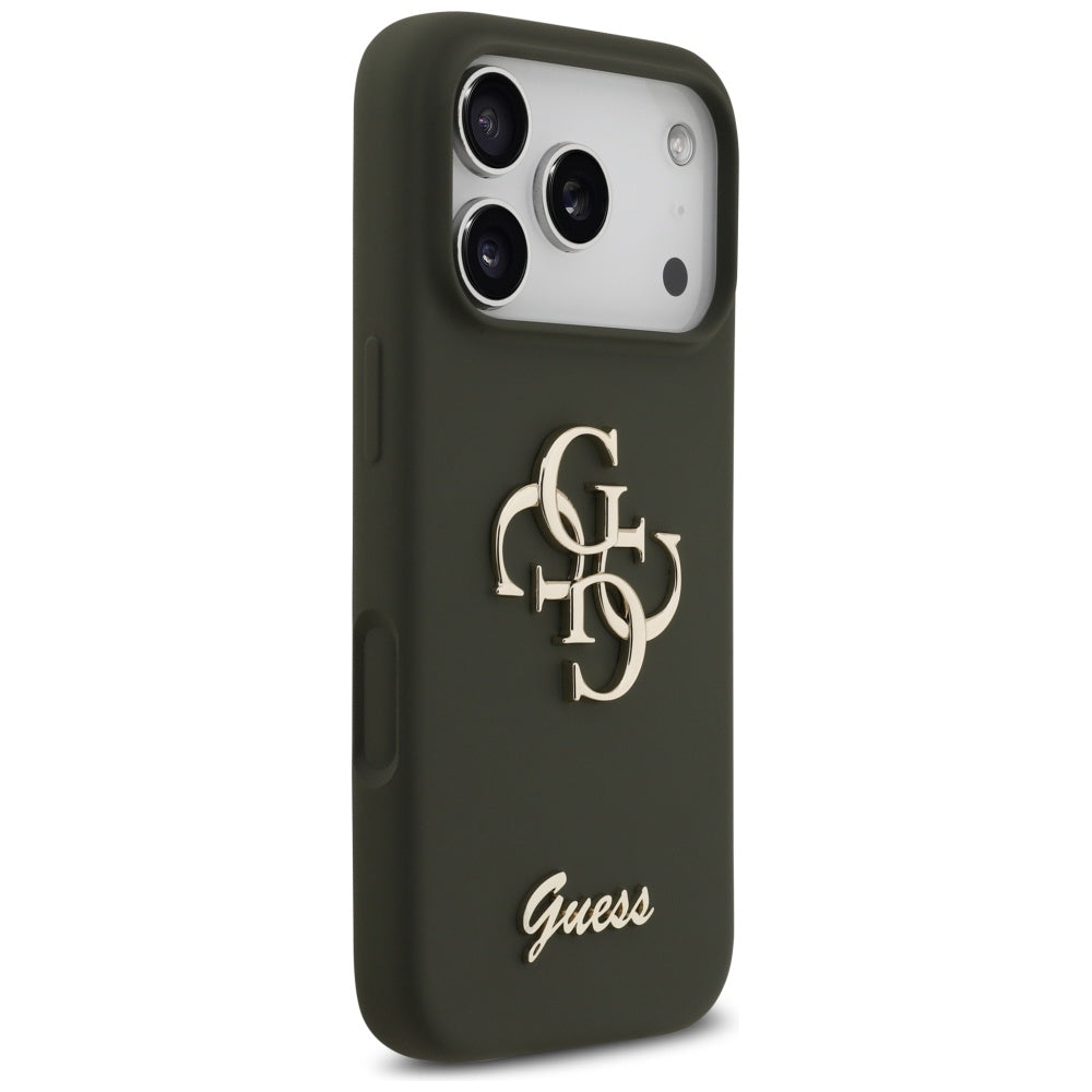 Fodral för Apple iPhone 17 Pro, Guess, Big 4G Script, Kaki