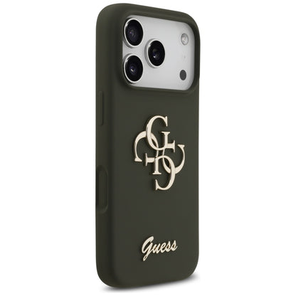 Fodral för Apple iPhone 17 Pro, Guess, Big 4G Script, Kaki