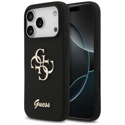 Fodral för Apple iPhone 17 Pro, Guess, Big 4G Script, Svart