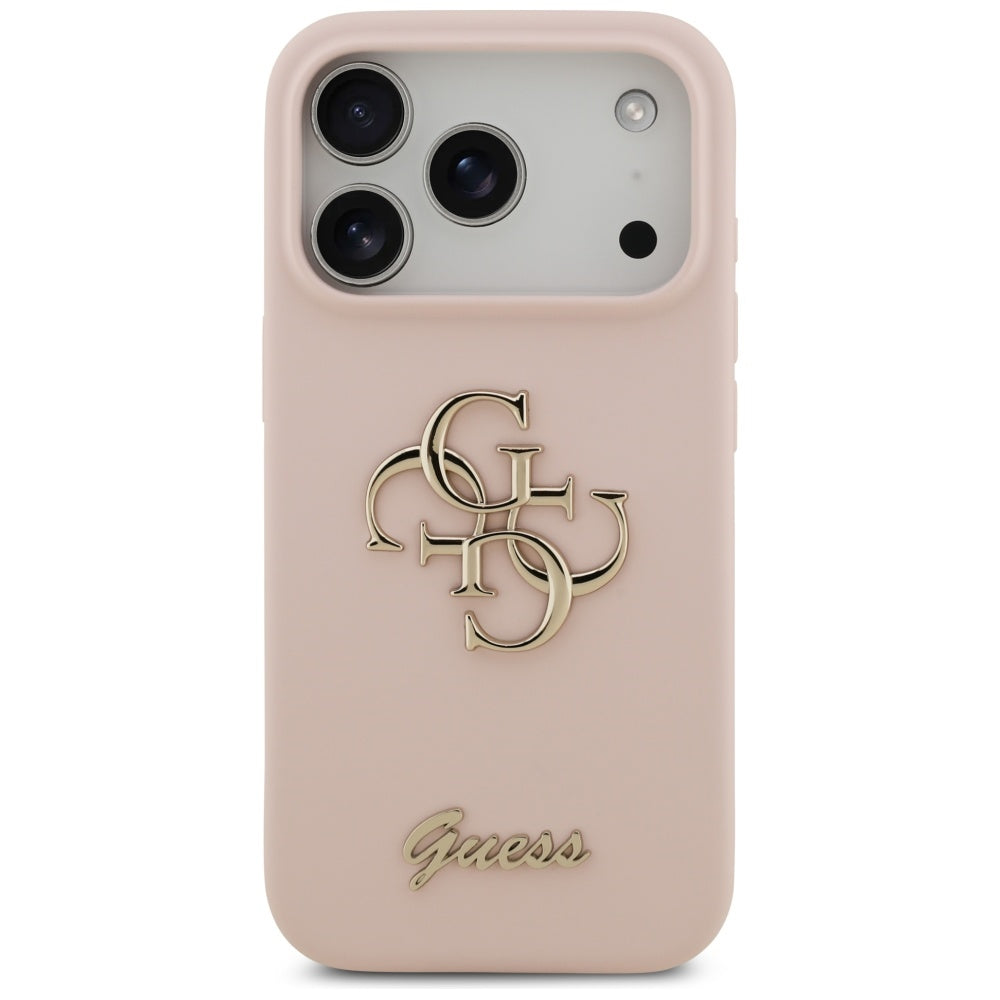 Fodral för Apple iPhone 17 Pro, Guess, Big 4G Script, Ljusrosa