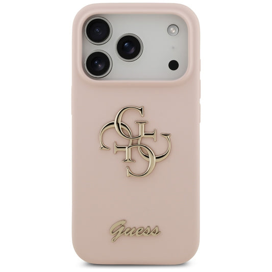Fodral för Apple iPhone 17 Pro, Guess, Big 4G Script, Ljusrosa