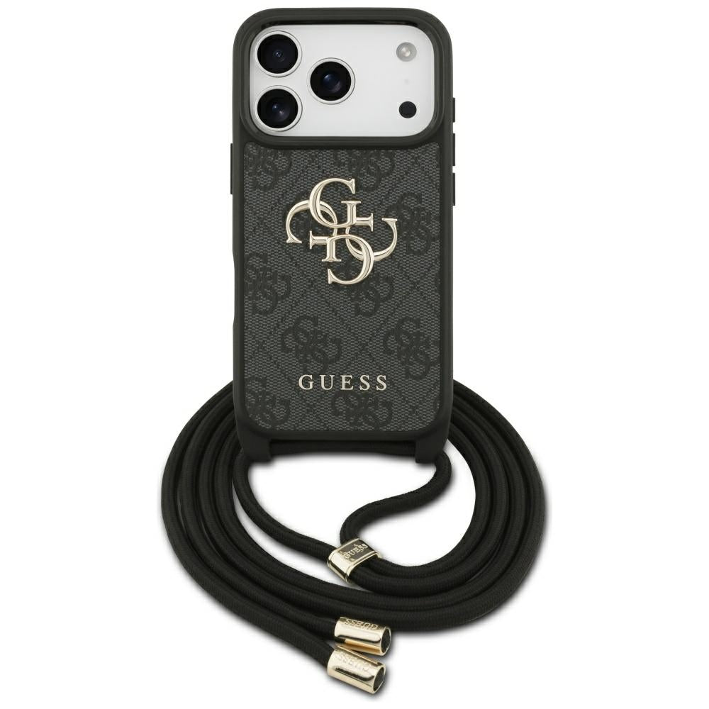 Fodral för Apple iPhone 17 Pro, Guess, Crossbody Cord 4G Big Log, Svart