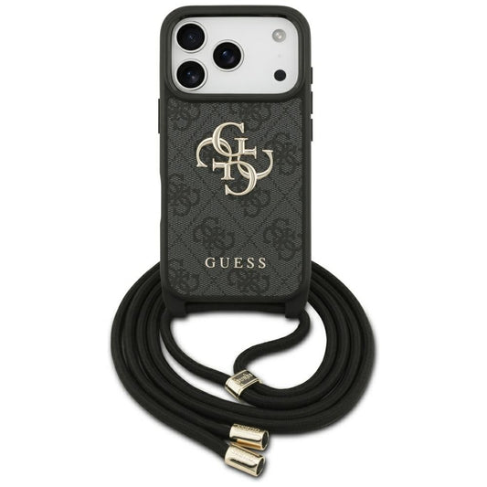 Fodral för Apple iPhone 17 Pro, Guess, Crossbody Cord 4G Big Log, Svart