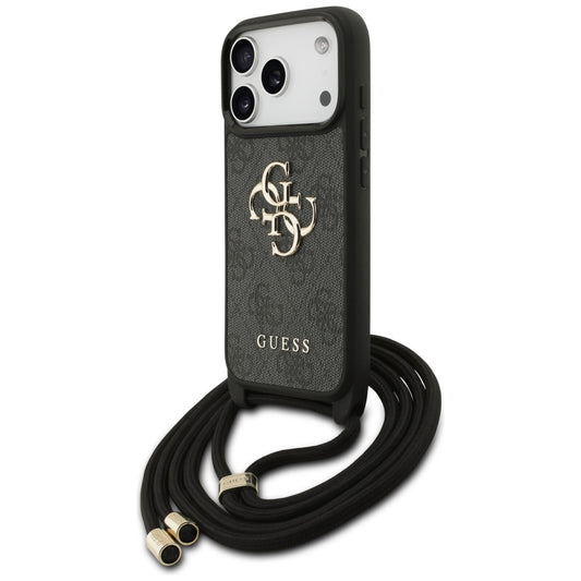 Fodral för Apple iPhone 17 Pro, Guess, Crossbody Cord 4G Big Log, Svart