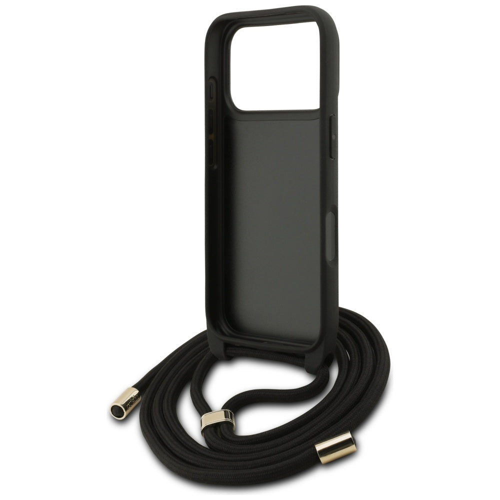 Fodral för Apple iPhone 17 Pro, Guess, Crossbody Cord 4G Big Log, Svart