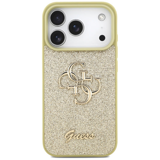 Skyddsfodral för Apple iPhone 17 Pro, Guess, Fixed Glitter Big 4G, Guld