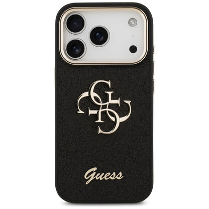 Skyddsfodral för Apple iPhone 17 Pro, Guess, Fixed Glitter Big 4G Metal Frame, Svart
