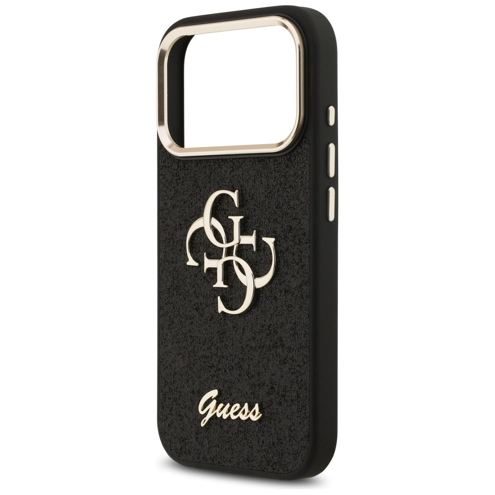 Skyddsfodral för Apple iPhone 17 Pro, Guess, Fixed Glitter Big 4G Metal Frame, Svart