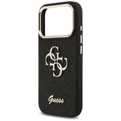 Skyddsfodral för Apple iPhone 17 Pro, Guess, Fixed Glitter Big 4G Metal Frame, Svart