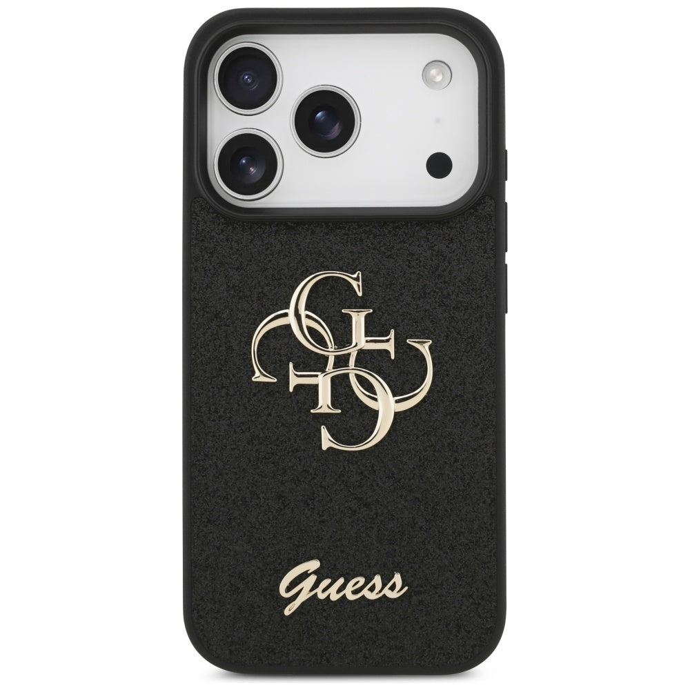 Skyddsfodral för Apple iPhone 17 Pro, Guess, Fixed Glitter Big 4G, Svart